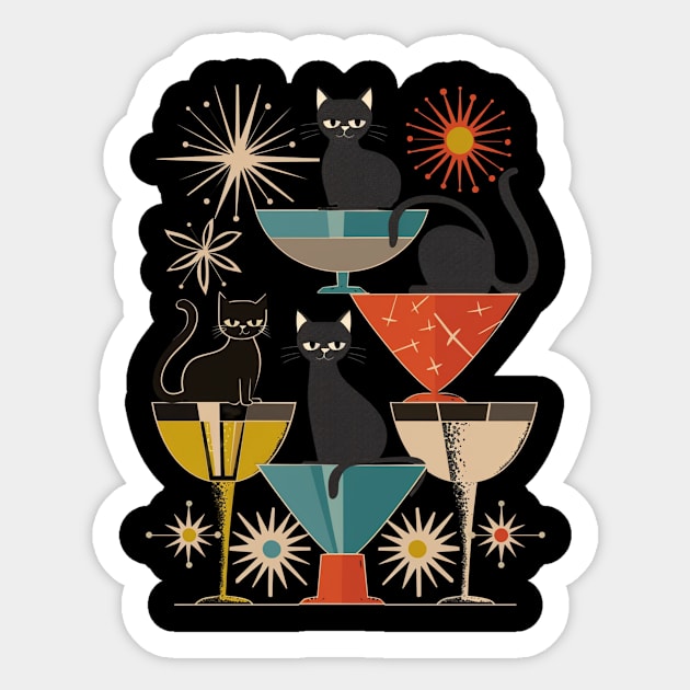 Mid-Century Modern CAT Vases Sticker by skeleton sitting chained